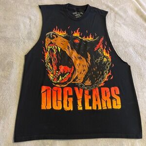 Dog Years Graphic Print Sleeveless Black Cotton Muscle T Shirt Men's‎ L